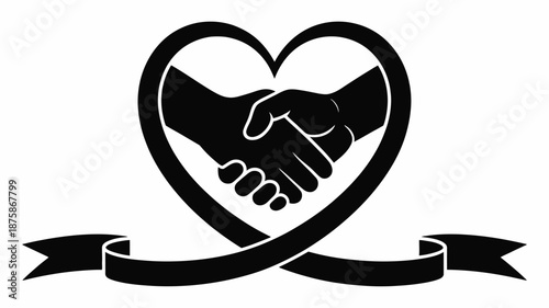 Handshake within a heart symbol Vector