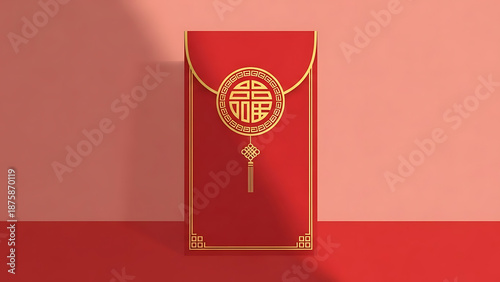 Red Envelope with Gold Chinese Symbol