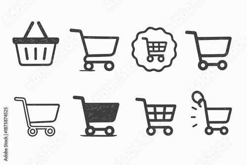 Shopping and e-commerce icon set: outline style for online retail apps