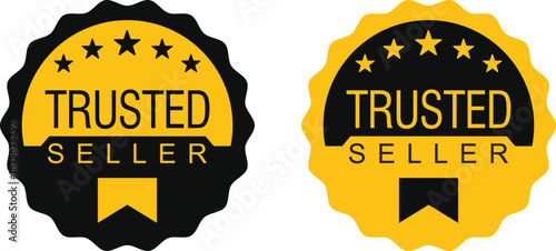 Modern circle design in vector format, trusted seller, for icon, logo, seal, label, sign, symbol, badge, stamp, sticker.