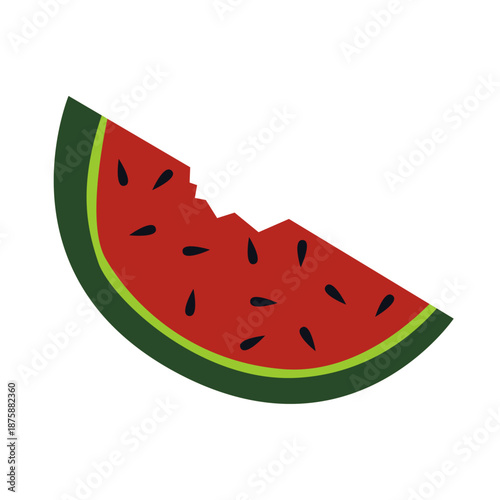 Vector illustration of fresh watermelon slice. Drawing of juicy berry, fruit for summer design, cafe menu, healthy eating and  lifestyle visuals.