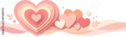 Crafted Heart Layers. Layered paper-cut hearts forming a warm and heartfelt craft composition, modern flat vector illustration