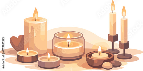 Minimal Candle Atmosphere. Minimal candle arrangement creating a peaceful romantic atmosphere through light and shadow, modern