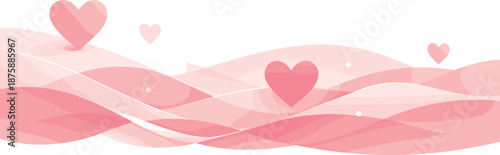 Minimal Heart Curves. Minimal heart-inspired curves floating gently in a soft pink visual rhythm, modern flat vector illustration