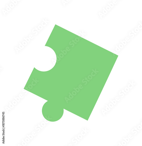 Simple flat jigsaw puzzle piece. Graphic tile in silhouette style for table or boardgame activity. Toy piece for play and fun, childhood hobby, and leisure game concept.