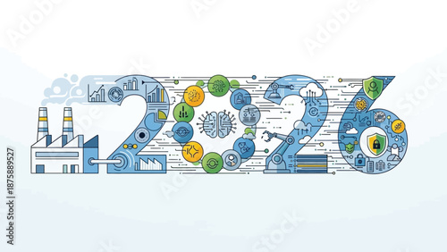 Illustrative vision for 2026 showcasing advanced industry AI automation and cybersecurity trends