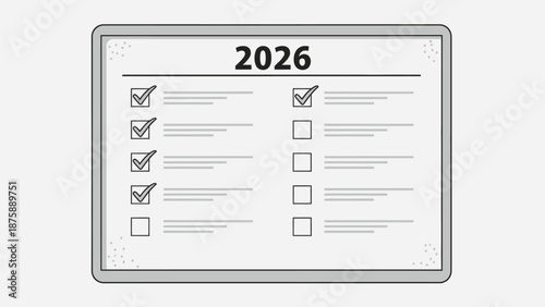 Visualizing Annual Objectives for 2026 with a Detailed Marked Progress Checklist Illustration on a