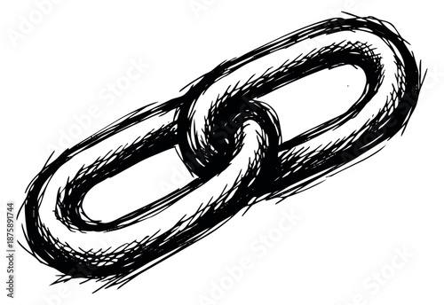 Hand drawn sketchy illustration of a chain link depicting connection for design elements