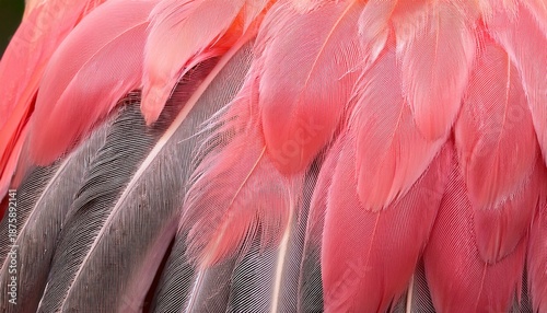 a seamless flamingo feather pattern capturing the soft pink and coral hues in a high definition photograph