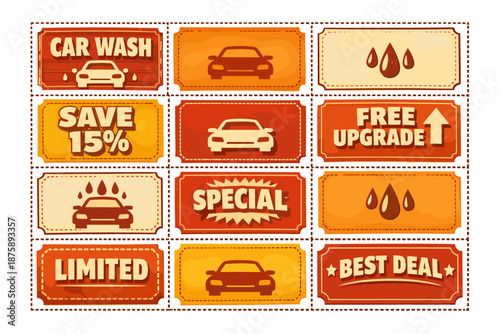Discount coupons for car wash and special offers including free upgrades