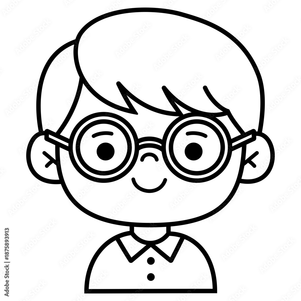 Obraz premium Illustration of a Boy with Glasses 