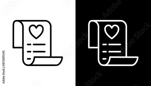Wishlist White Icon Set Vector 