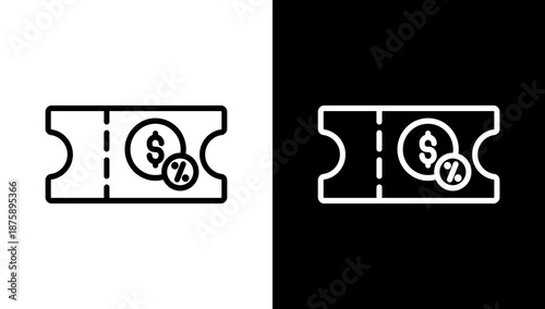 Voucher White Icon Set Vector 