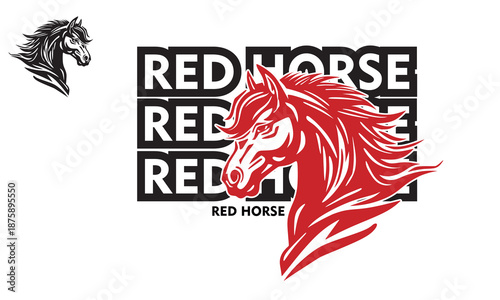kuda merah or red wild horse logo silhouette of great red stallion vector illustrations