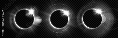 Angel light flare ring halo glow white lens effect 3d sparkle with a futuristic aura and neon portal. Abstract shine through space energy and future glass sun for a bright arc camera design.