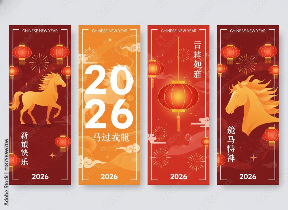 Naklejka premium Chinese New Year 2026 Year of the Horse Banners