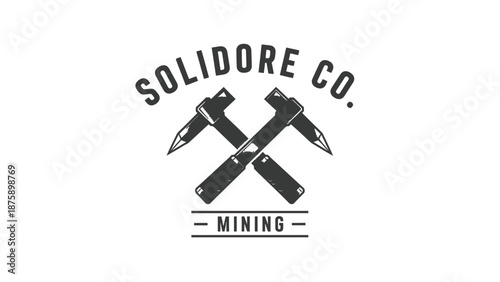 Crossed Pickaxes Logo for Mining Company.