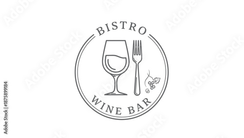 Wine Bar Logo with Wine Glass.