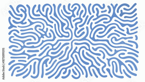 Uniform light blue organic abstract background with wavy lines and smooth curves on white