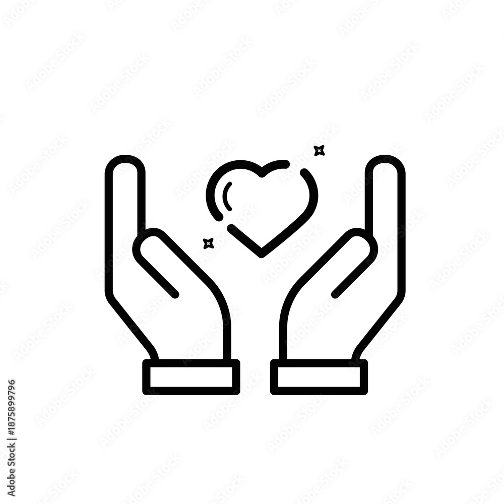 Fototapeta premium Caring Hands Protecting a Heart Icon Vector Illustration