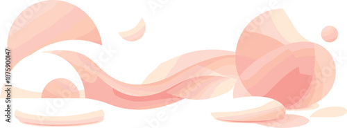 Soft Aesthetic Flow. Ethereal soft shapes arranged with harmonious rhythm and light visual weight, modern flat vector illustration