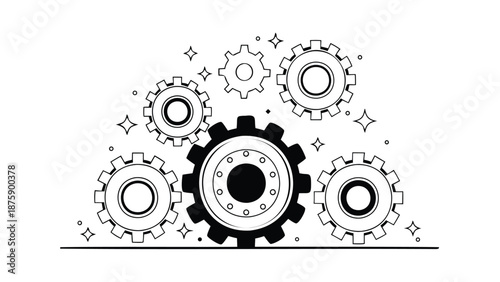 Stunning gear mechanism with sparkling details in modern industrial design