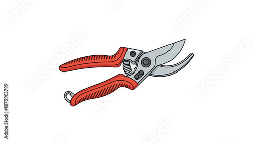 Professional garden pruners with red handles and sharp steel blades for efficient pruning of garden plants and flowers.
