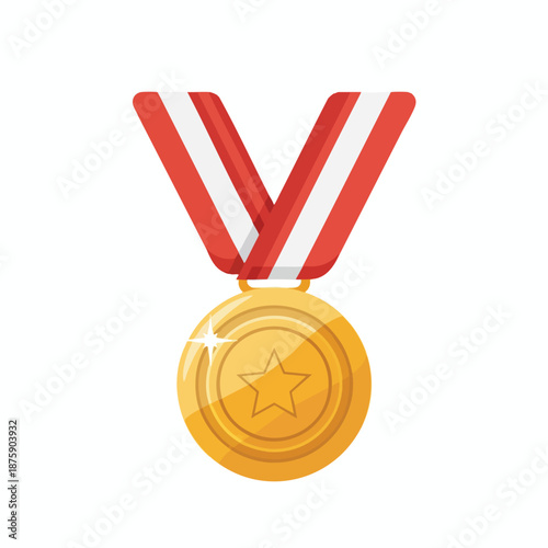 Golden Award Medal with Red Ribbon