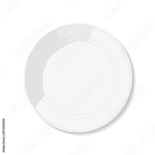 Empty White Plate on White Background