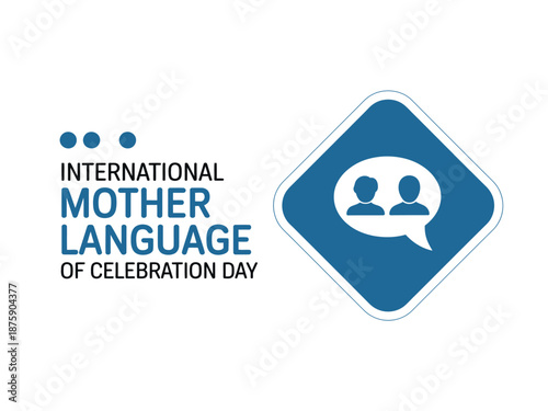 International Mother Language Day celebration with a blue and white logo featuring two people in a speech bubble