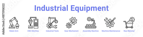 Industrial Equipment Icon Banner and Collection