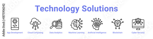 Technology Solutions Icon Banner and Collection