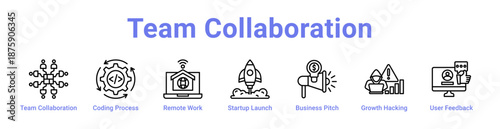 Team Collaboration Icon Banner and Collection