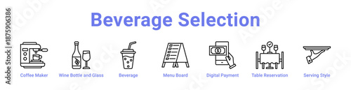 Beverage Selection Icon Banner and Collection