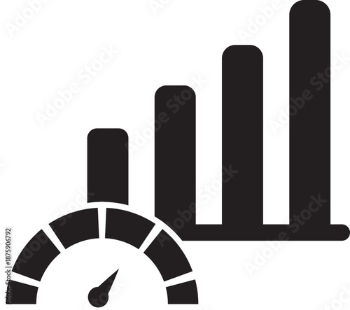 Business Growth Chart and Speedometer Icon