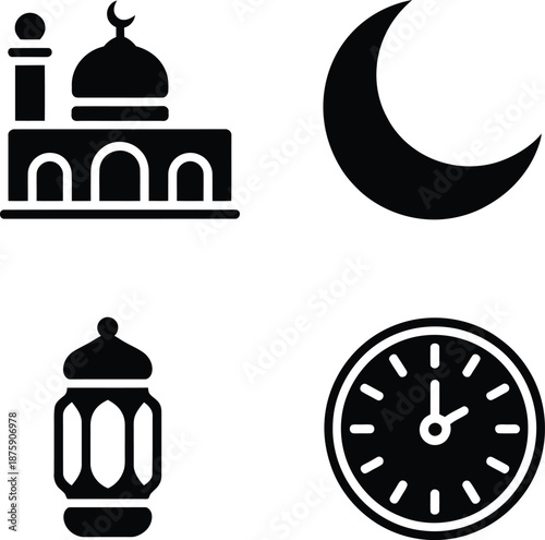 taj mahal icon set silhouettes