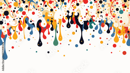 Vibrant colorful paint splatters on white background
