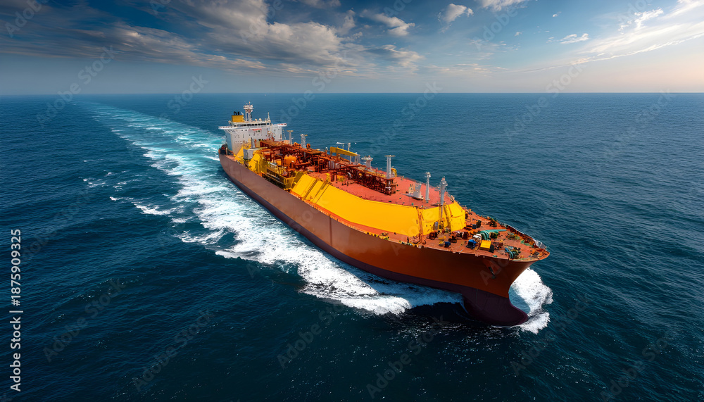 Fototapeta premium Gas tanker floating in the ocean
