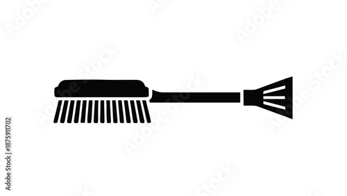 Vector illustration of an indispensable winter car accessory, combining a snow brush and ice scraper
