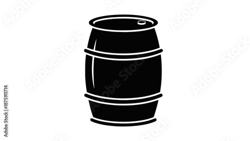 Vector illustration of a classic black silhouette barrel, perfect for representing storage, industrial liquids, and cargo concepts