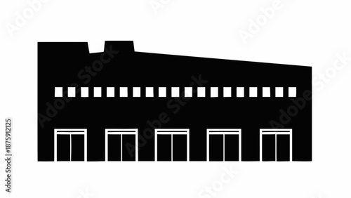 Minimalist black silhouette of commercial building facade