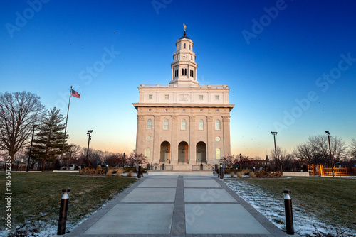 Nauvoo Temple church at night