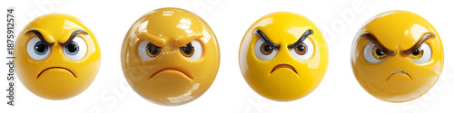 Angry emoticon faces in different expressions vector illustration