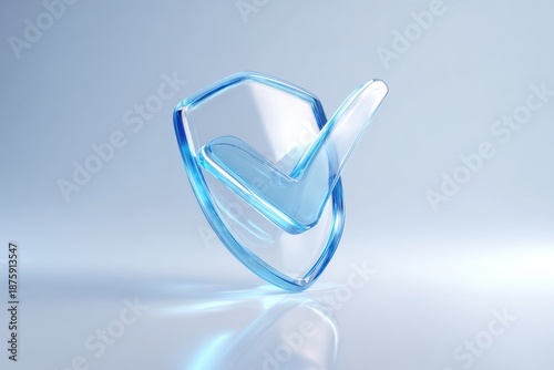 Wallpaper Mural Blue shield with check mark represents security and trust in digital platforms and services Torontodigital.ca