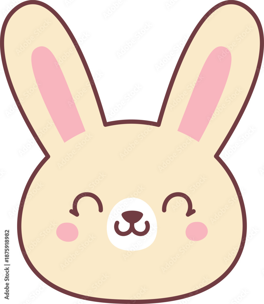 Fototapeta premium Bunny Head Smiling Kawaii