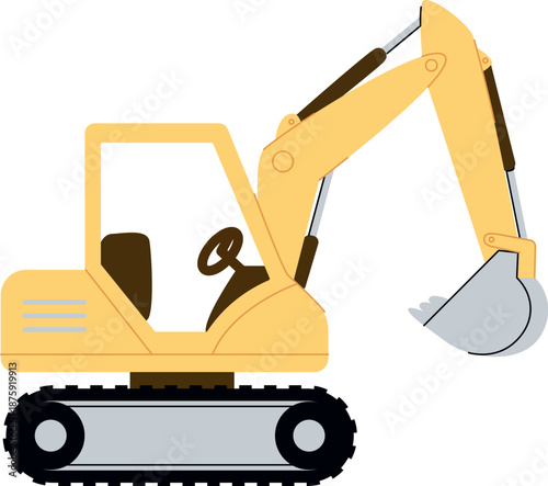 Excavator Side View Cartoon