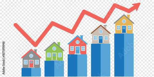 Real Estate Market Growth and Rising House Prices, property investment concept