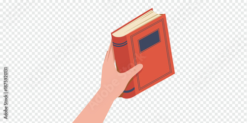 Hand Holding a Red Book, education concept