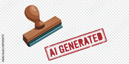 AI Generated Content Rubber Stamp, artificial intelligence concept