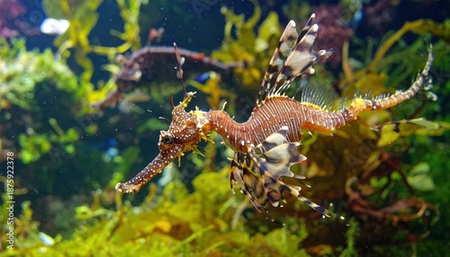 Lionfish swims in tank at the aquarium in the bronx new york.